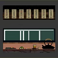 Traditional Food Stall With Glass Display Colorful Foods Teapot Cups And Fresh Ingredients