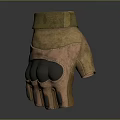Brown And Beige Leather Gloves Featuring Black Protective Padding And Stylish Design 3d model