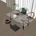 Modern Dining Table and Chair 3d model