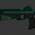 Futuristic Blue Yellow Gun With Sleek Geometric Patterns And Shiny Modern Design