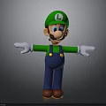3D Character Design With Green Hat Blue Overalls White Gloves And Outstretched Arms