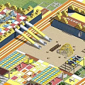 Colorful Playground Layout With Slides Sand Area Climbing Structure And Shade Structures