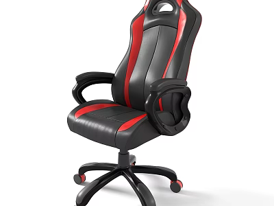 Ergonomic Gaming Desk And Chair Set With Red Black Leather For Home Game Room 3d model