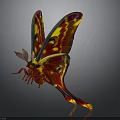 Colorful Butterfly With Red Yellow Purple Patterned Wings On Gray Background