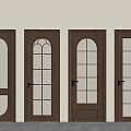 Wooden Hinged Doors With Various Glass Panel Designs In Row 3d model