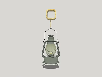 Vintage Metal Candle Lantern With Square Gold Handle And Glass Shade For Home Decor 3d model