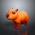 Orange Capybara Creature 3D Rendered as Adorable Cartoon Character with Red Ears Paws
