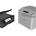 Modern Office Multifunction Printers In Black And White With Scanning Features 3d model