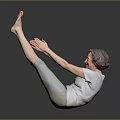 Smiling Gray Haired Woman Doing Exercise Lying On Back Lifting Legs And Stretching Hands