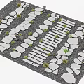 Stepping Stones Garden Path Design With Natural Stone Slabs and Green Plants
