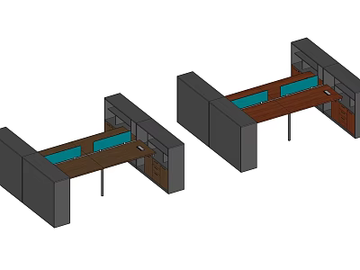 Modern L Shaped Office Desk With Dark Desktop Gray Cabinets And Storage 3d model