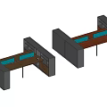 Modern L Shaped Office Desk With Dark Desktop Gray Cabinets And Storage
