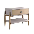 Modern Bedside Table With Leather Front Panel Wooden Drawer And Lower Shelf 3d model