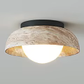 Modern Ceiling Lights With Wooden Textured Bases Spherical Lamps And Curved Shades