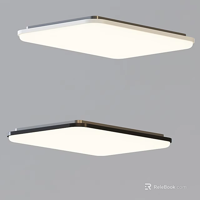 Modern Square Ceiling Lights With White Frame And Gold Trim Details 3d model
