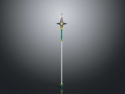 Fantasy Weapon Sword With Silver Blade Green Hilt And Golden Star Shaped Guard 3d model