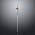 Fantasy Weapon Sword With Silver Blade Green Hilt And Golden Star Shaped Guard