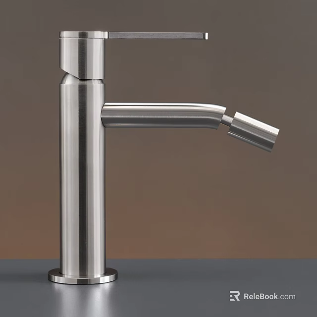 Modern Stainless Steel Faucet With Sleek Curved Spout And Tall Cylindrical Body 3d model 