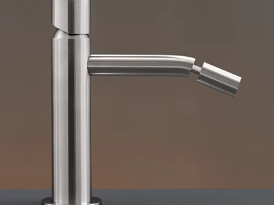 Modern Stainless Steel Faucet With Sleek Curved Spout And Tall Cylindrical Body 3d model