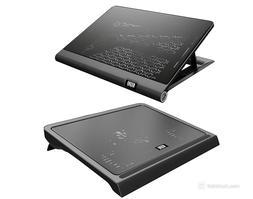 Black Laptop Cooling Pad With Ergonomic Stand And Efficient Cooling Vents 3d model 