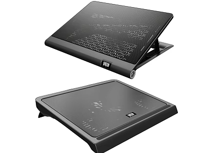Black Laptop Cooling Pad With Ergonomic Stand And Efficient Cooling Vents 3d model