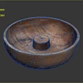 Handcrafted Wooden Sculpture Carved Bowl With Circular Design And Central Cylinder
