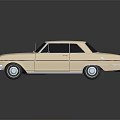 Vintage Beige Two Door Classic Car With Chrome Details And Reflective Surface
