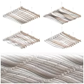 Modern Sculptural Layered Wave Shaped Chandelier With White And Beige Metal Strips Design