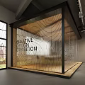 Creative Design Exhibition Space With Glass Wall And Modern Interior Elements 3d model