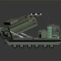 Green Military Tank Armored Vehicle With Tracked Structure And Top Equipment FL Marking Design