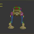 Mechanical Robot Character With Four Legs And Number 42 Design