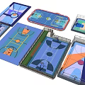 Different Colored Basketball Court Floor Plans With Various Layout Designs