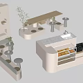 Modern Table And Chair Set With Round Tables Long Benches And Plant Decor In Café