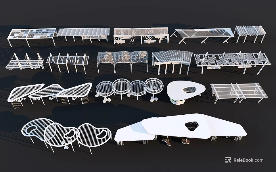 Outdoor Pergola Structures With Various Creative Designs And Modern Styles 3d model 