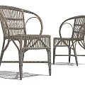Stylish Rattan Dining Chairs With Light Brown Armrests And Woven Design Set Of Two