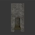 Ancient Stone Architectural Component With Arched Doorway And Decorative Steps