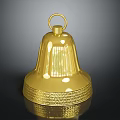 Golden Metallic Bell With Decorative Pattern And Shiny Surface On Dark Background