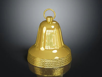 Golden Metallic Bell With Decorative Pattern And Shiny Surface On Dark Background 3d model