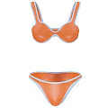 Orange Two Piece Bikini Swimsuit With White Trim And Modern Design