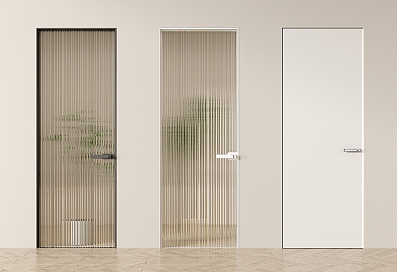 Modern swing door glass door Changhong glass single door 3d model