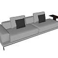 Chic Modern Light Gray Two-Seater Sofa with Black Cushions and Side Table 3d model