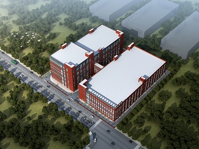 Plant Factory Industrial Park Plant Bird's Eye View Plan Office Building Dormitory Canteen Perspective 3d model