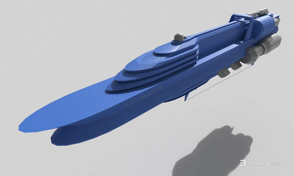 Blue Streamlined Boat Model With Layered Structure And Conceptual Design Features 3d model 