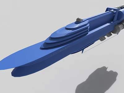 Blue Streamlined Boat Model With Layered Structure And Conceptual Design Features 3d model
