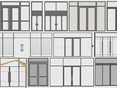 Diverse Entrance Door Styles Showcasing Different Designs and Frame Structures 3d model
