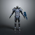 Futuristic Sci Fi Tactical Armor With Full Body Design And Blaster Weapon 3d model