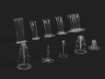 Abstract Water Fountain Designs With Various Spray Patterns And Decorative Features 3d model