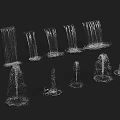 Abstract Water Fountain Designs With Various Spray Patterns And Decorative Features 3d model