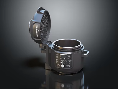 Modern Electric Pressure Cooker Kitchen Appliance With Open Lid And Digital Control Panel 3d model