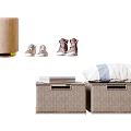 Practical Wicker Storage Baskets for Organizing Shoes Books and Pillow at Home
